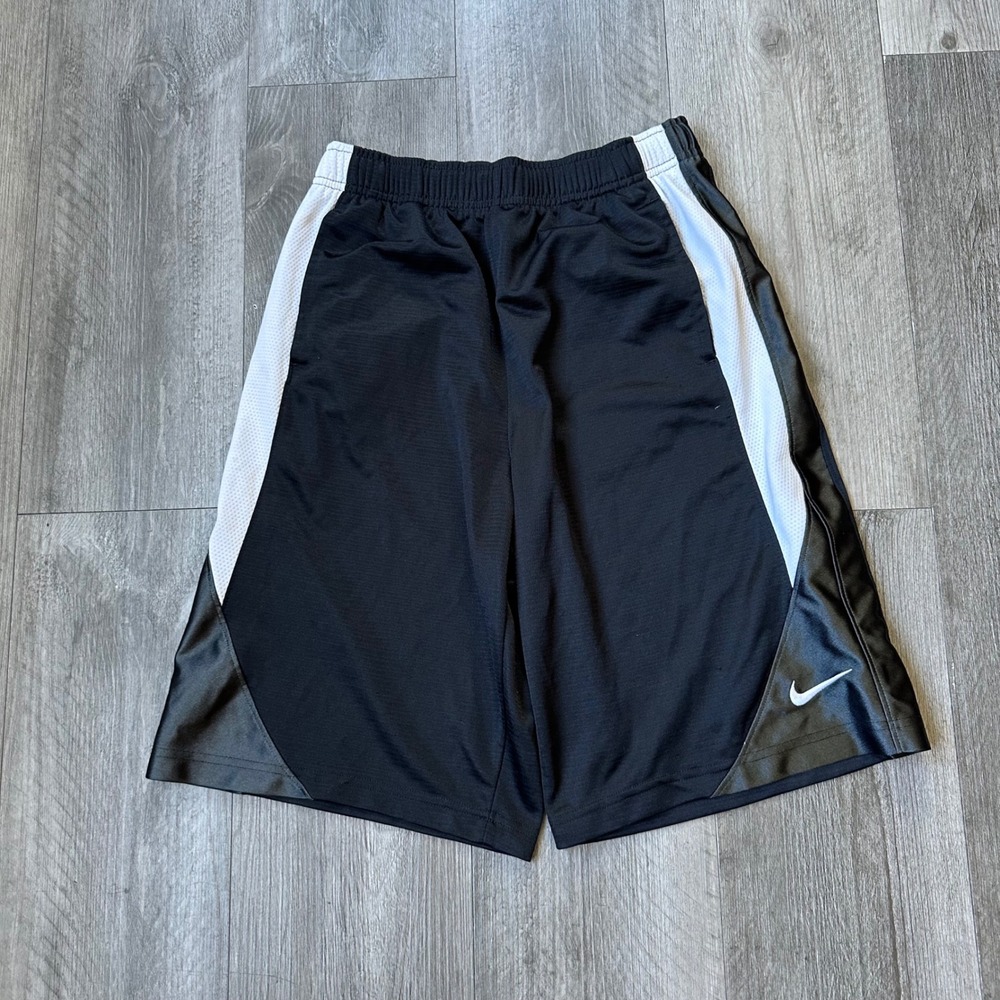 Nike Black Athletic Shorts White Side Panels Men's L Dri-Fit